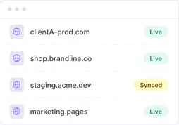 A list of client sites with their status