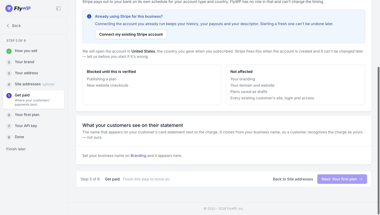 Step 5 Verify payment readiness. Review payment requirements and the customer statement name.