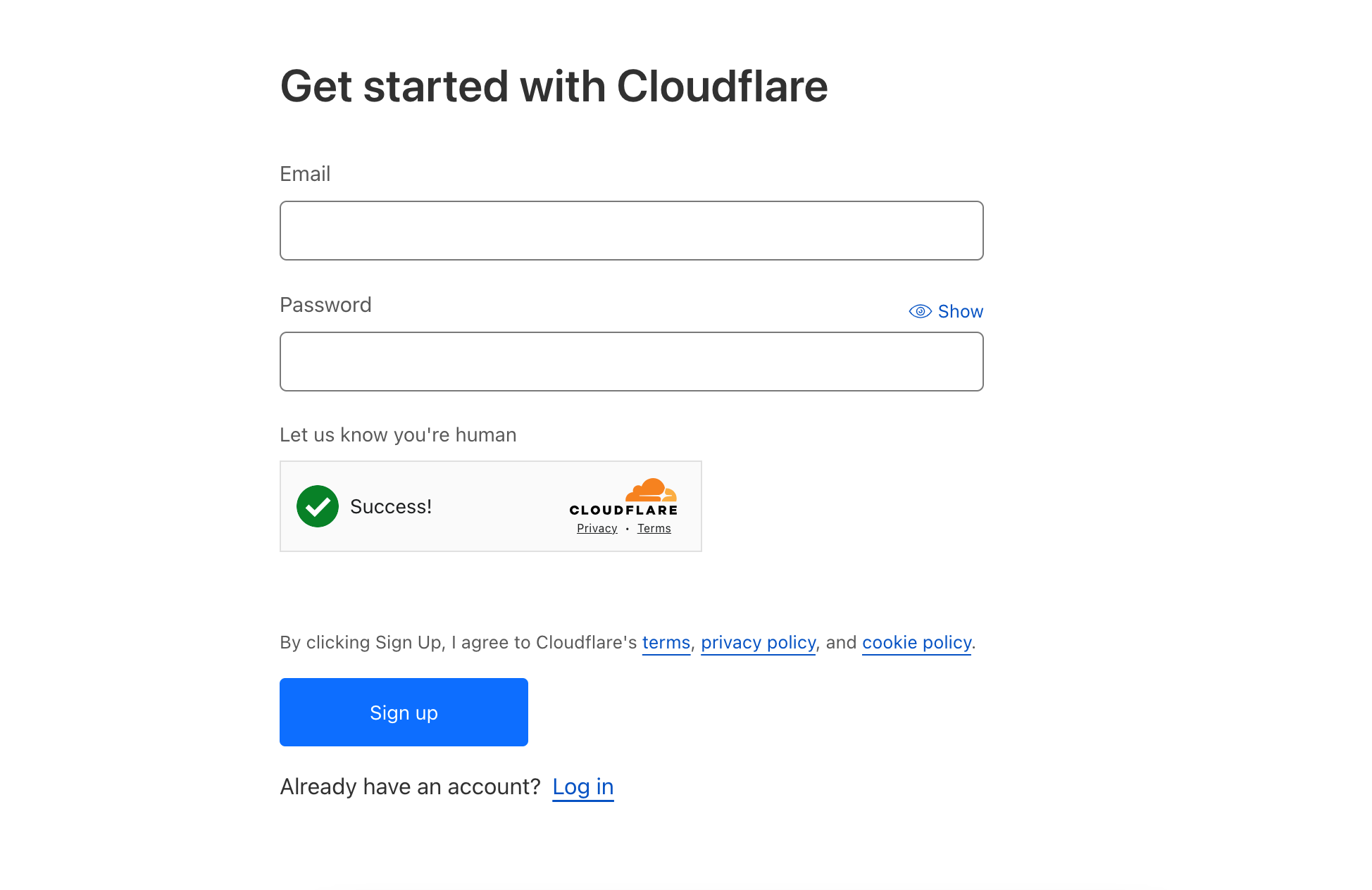 Creating a Cloudflare account