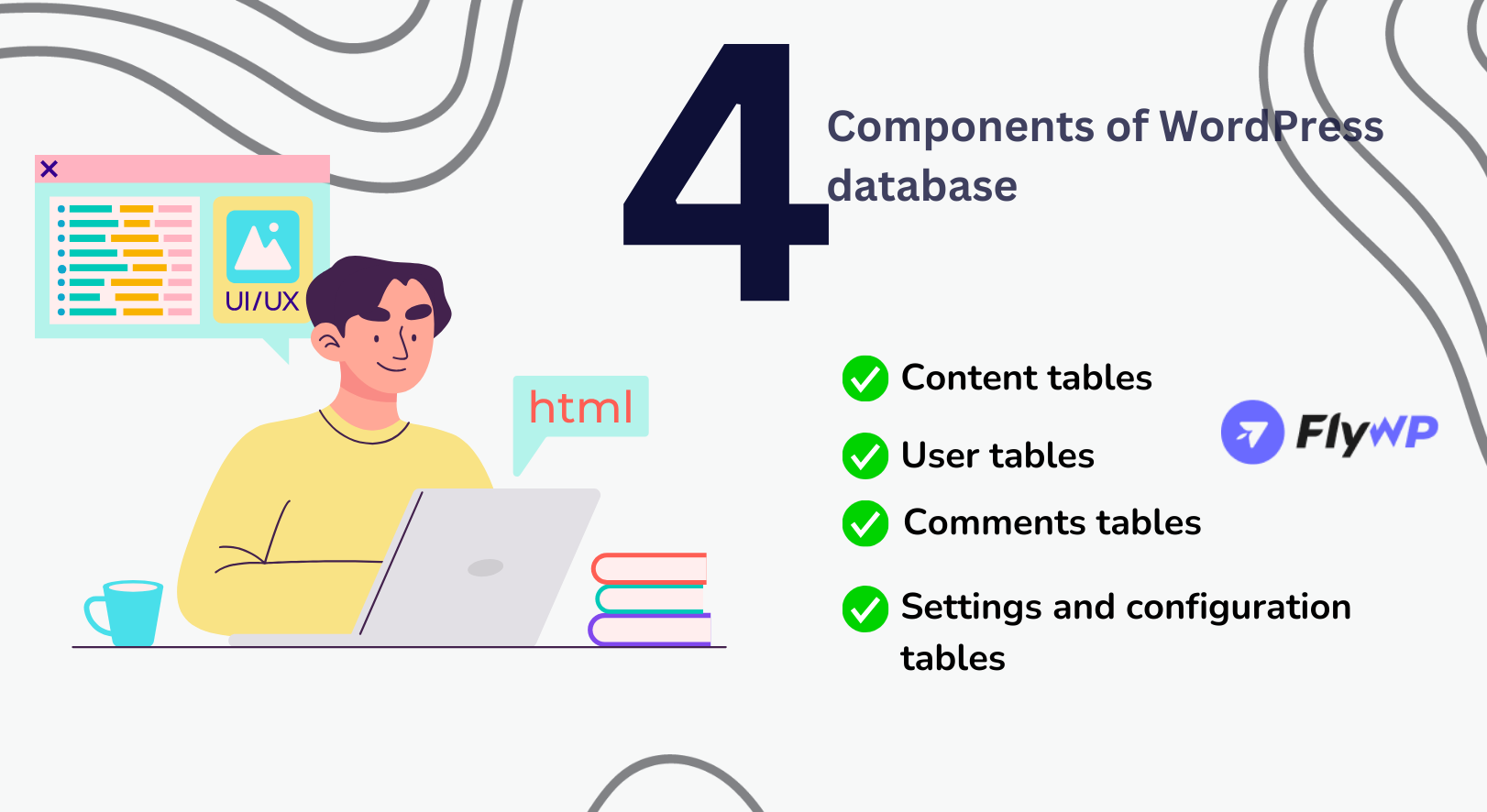 4 major components of the WordPress database