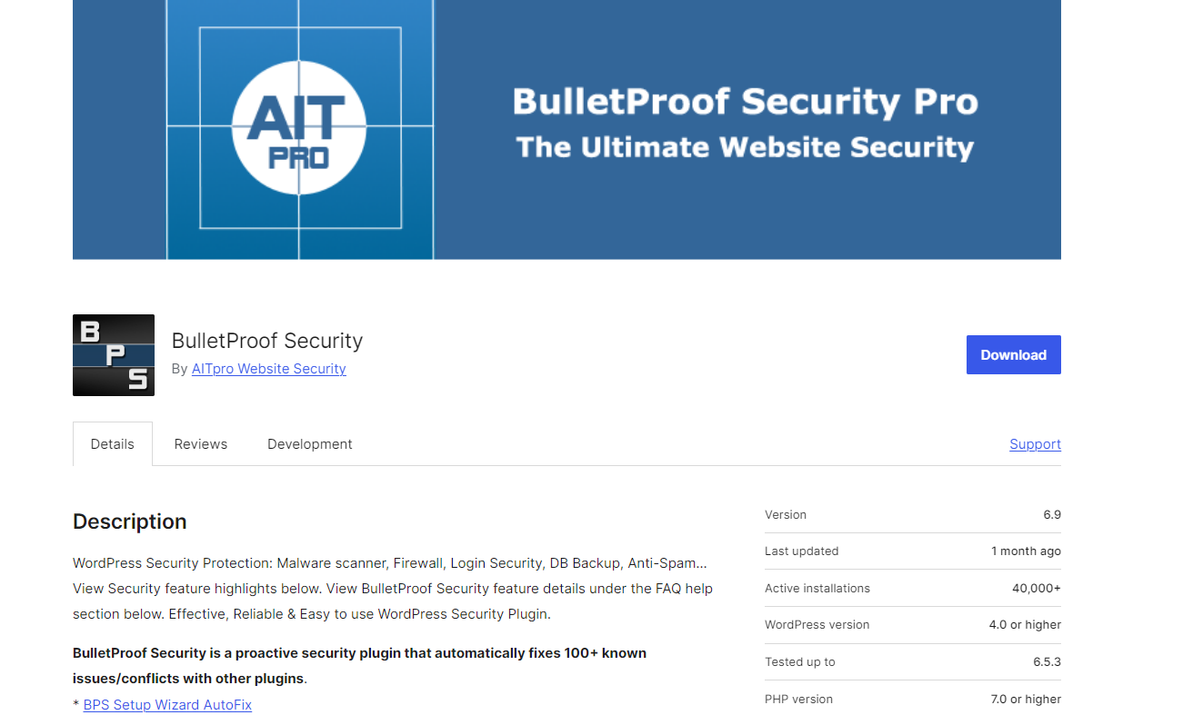Bulletproof Security Plugin