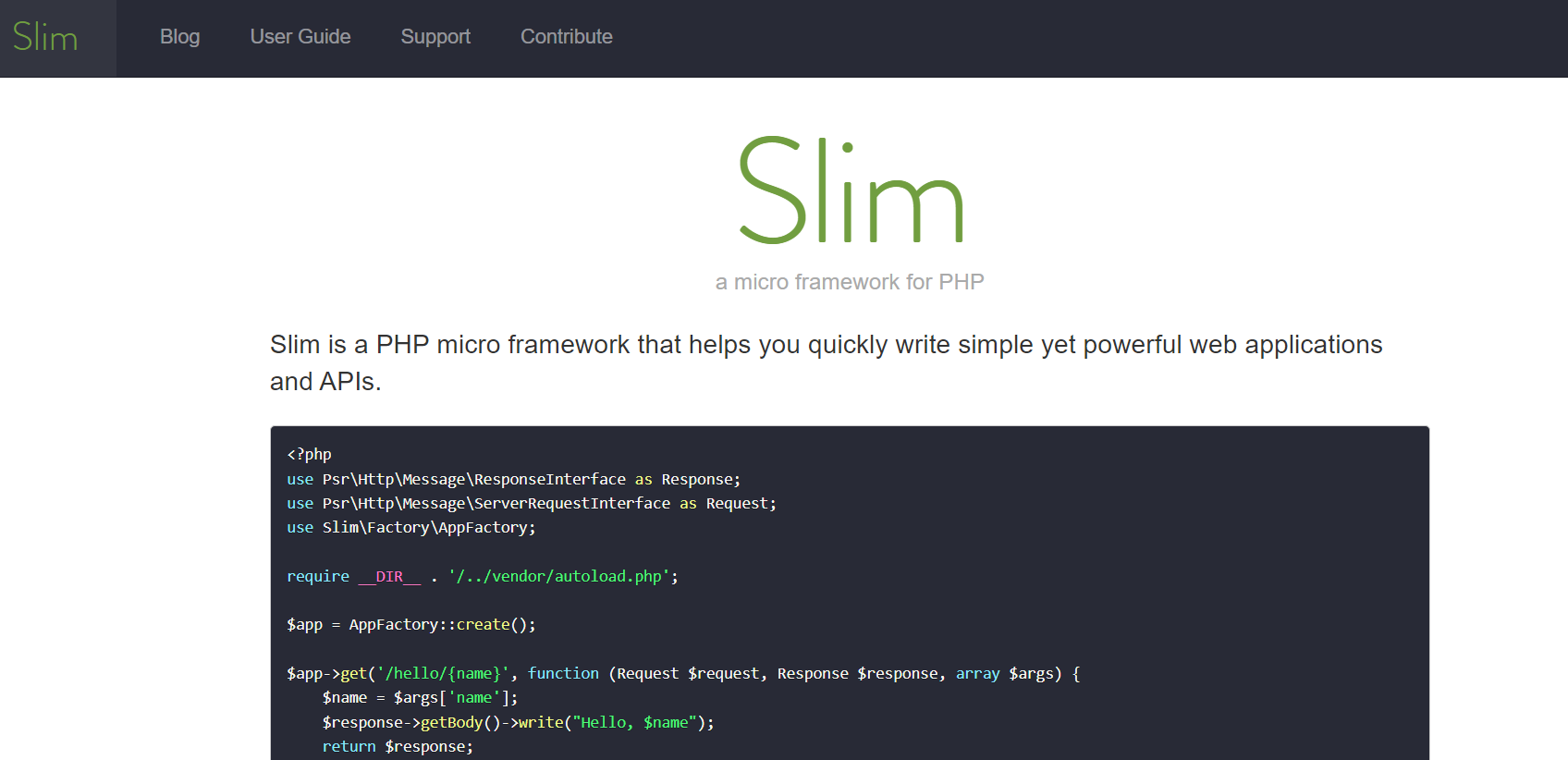 Slim Php Framework