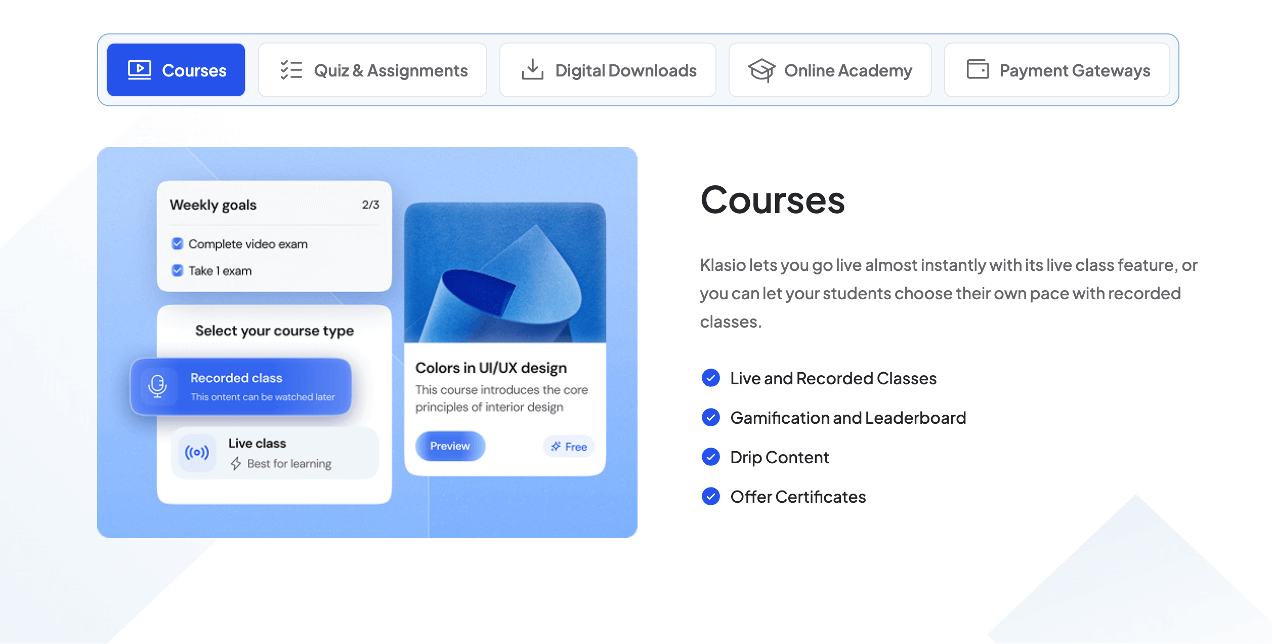Create courses with Klasio