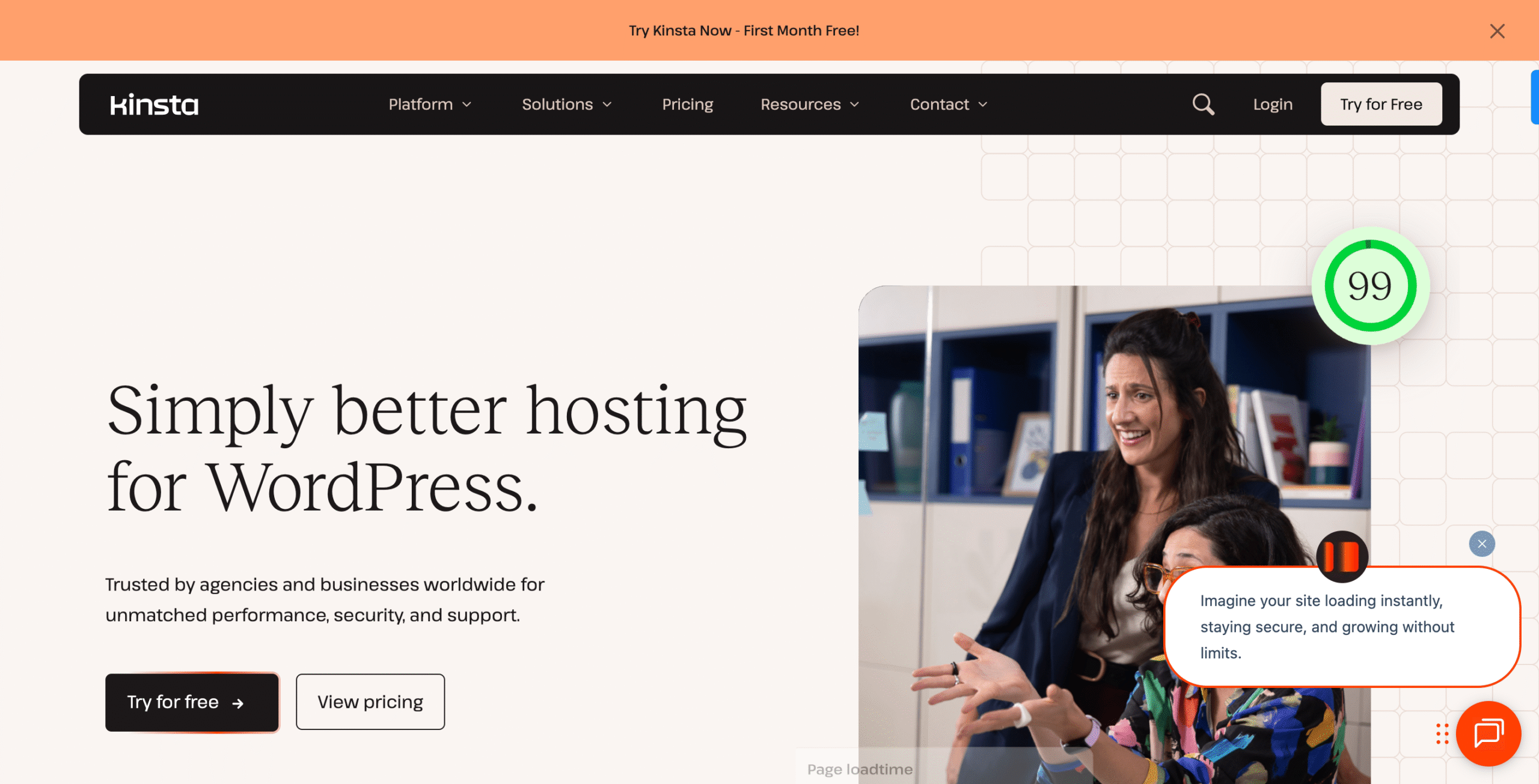 Kinsta home page