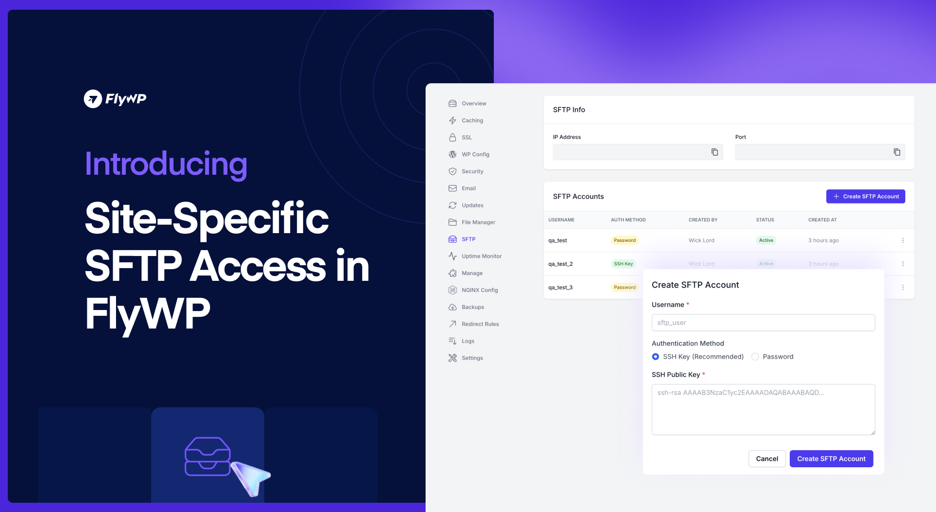 Site specific sftp access in flywp (1)
