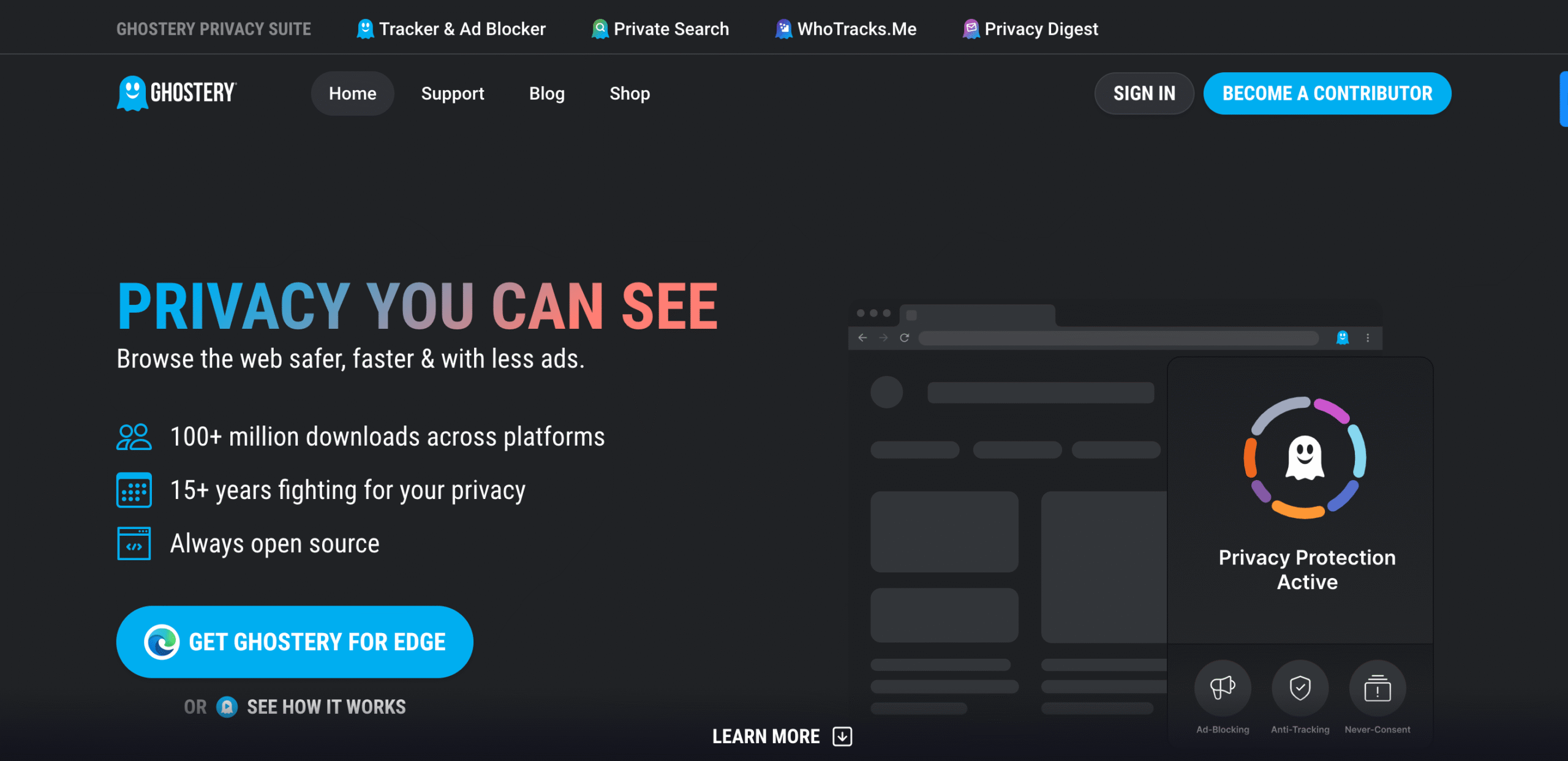 Home page of Ghostery