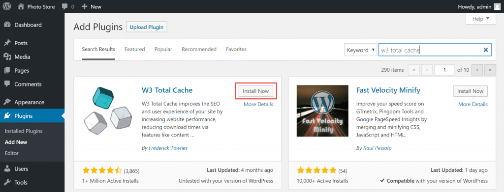 Installing W3 Total Cache